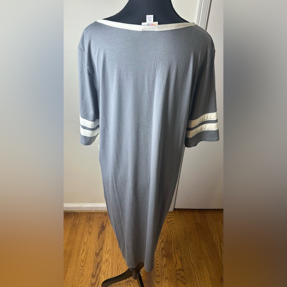 NWT LuLaRoe Julia dress blue grey with white stripe. 3XL - Picture 3 of 3